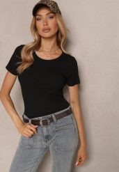 Czarny T-shirt Basic z Wiskozy Worreti. Czarne t-shirty Renee, m, bez wzorów, z jeansu, klasyczne, bez kołnierzyka, bez ramiączek. W wyprzedaży za 39.99 zł.