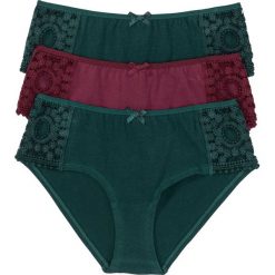 Figi panty z koronkową wstawką (3 pary) bonprix głęboki zielony - czerwony klonowy. Figi marki KALENJI. Za 29.97 zł.