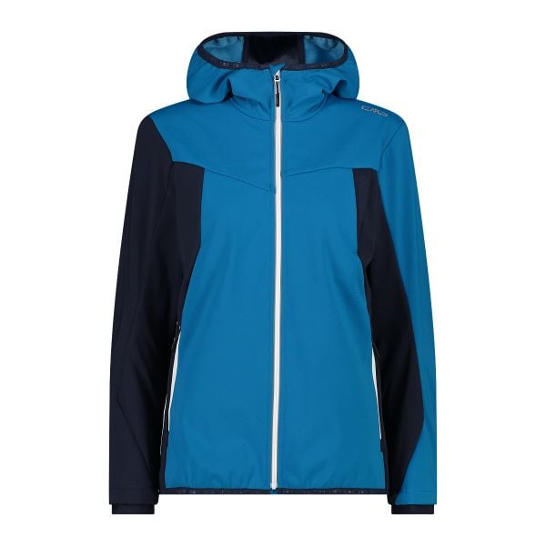 Kurtka softshell z kapturem Unlimitech damska CMP. Niebieskie kurtki CMP, bez wzorów, z softshellu, sportowe, z kapturem. Za 605.50 zł.
