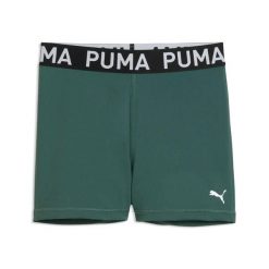 Szorty damskie Puma Strong 3". Zielone szorty sportowe Puma, bez wzorów, ze skóry, do biegania. Za 155.50 zł.