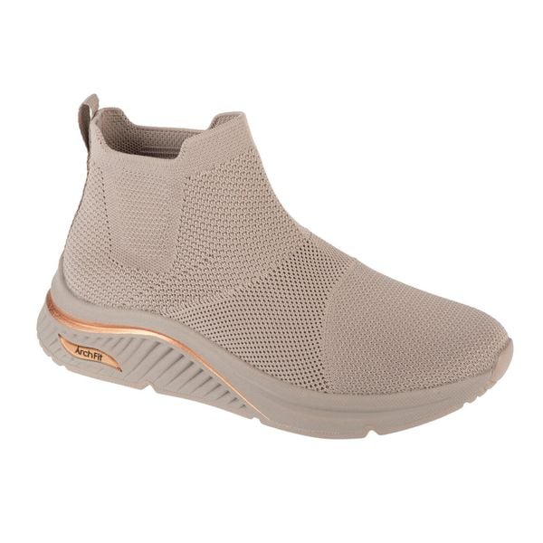 Buty sportowe damskie, Arch Fit S-Miles - Sock Walk. Brązowe buty sportowe lifestyle Skechers, bez wzorów, sportowe, bez zapięcia, skechers sport. Za 359.99 zł.
