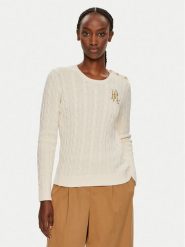Lauren Ralph Lauren Sweter 200932223002 Écru Slim Fit. Swetry Lauren Ralph Lauren, xs, bez wzorów, z bawełny, bez ramiączek. Za 589.99 zł.