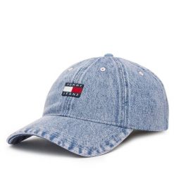 Czapka z daszkiem Tommy Jeans. Fioletowe czapki z daszkiem Tommy Jeans, bez wzorów, z jeansu. Za 219.99 zł.