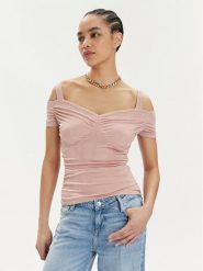 Guess Bluzka Emily W4GP17 KBEM0 Różowy Slim Fit. Czerwone bluzki Guess, m, z aplikacjami, z syntetyku, bez kołnierzyka, bez ramiączek. Za 319.99 zł.