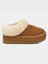 UGG Skórzane kapcie "Tazzlita" w kolorze jasnobrązowym rozmiar: 38. Brązowe kapcie UGG, bez wzorów, ze skóry. Za 484.31 zł.