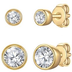 Rafaela Donata Komplet (2 kolczyki) z Srebro wysokiej próby w Żółte złoto Kolczyki 1 ct Damski. Żółte kolczyki Rafaela Donata, z cyrkonią, pozłacane. Za 219.99 zł.