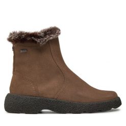 Botki Caprice. Brązowe botki Caprice, bez wzorów, bez obcasa, na płaskiej podeszwie, bez zapięcia. Za 279.99 zł.