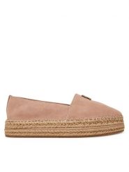 Tommy Hilfiger Espadryle Suede Platform Espadrille FW0FW08586 Beżowy. Brązowe espadryle Tommy Hilfiger, bez wzorów, ze skóry, bez obcasa. Za 329.99 zł.