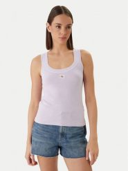 Calvin Klein Jeans Top LV047F355G Różowy Slim Fit. Czerwone topy Calvin Klein Jeans, l, bez wzorów, z bawełny, bez kołnierzyka, bez ramiączek. Za 329.99 zł.