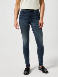 WRANGLER DAMSKIE SPODNIE JEANSOWE WRANGLER HIGH SKINNY HARMONY BLUES 112355900. Jeansy Wrangler, l, bez wzorów, z jeansu. Za 199.99 zł.