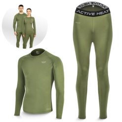 Bielizna termiczna unisex 4FIZJO zielony komplet - koszulka + spodnie. Zielona spodnie narciarskie 4FIZJO, bez wzorów, z elastanu, do biegania. Za 99.99 zł.