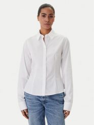 Guess Jeans Koszula W6RH66 WH7P1 Biały Regular Fit. Białe koszule Guess Jeans, xxl, z aplikacjami, z bawełny, bez kołnierzyka, bez ramiączek. Za 299.99 zł.