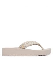 Tommy Hilfiger Japonki Th Wedge Cornrow Beach Sandal FW0FW09037 Écru. Japonki Tommy Hilfiger, bez wzorów, ze skóry. Za 209.99 zł.