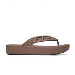 Japonki damskie Crocs Classic Platform Geometrc Flip. Brązowe japonki Crocs, bez wzorów, z materiału, sportowe. Za 149.00 zł.