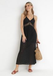 Czarna Sukienka Esliss. Czarne sukienki Born2be, l, bez wzorów, z bawełny, boho, bez kołnierzyka, bez ramiączek, maxi. W wyprzedaży za 167.99 zł.