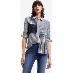 Desigual koszula damska regular z kołnierzykiem klasycznym. Koszule Desigual, l, bez wzorów, z materiału, klasyczne, bez kołnierzyka, bez ramiączek. Za 369.99 zł.