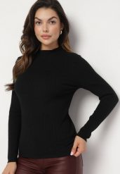 Czarny Klasyczny Sweter z Półgolfem Temiera. Czarne swetry Born2be, m, bez wzorów, z jeansu, eleganckie, bez ramiączek. W wyprzedaży za 50.99 zł.