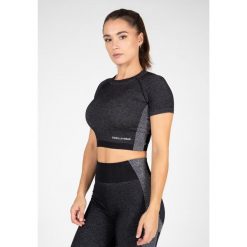 Selah Bezszwowe Crop Top - Czarny. Czarne topy GORILLA WEAR, bez wzorów, sportowe, bez kołnierzyka, bez ramiączek. Za 229.00 zł.