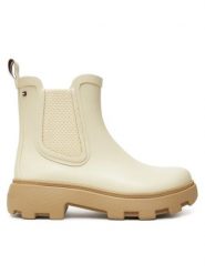 Tommy Hilfiger Kalosze Rubber Flag Cleated FW0FW08637 Beżowy. Brązowe kalosze Tommy Hilfiger, bez wzorów, z gumy, bez zapięcia. Za 379.99 zł.