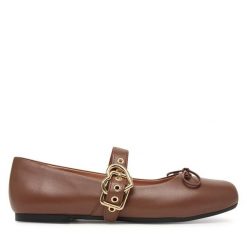 Baleriny LOVE MOSCHINO. Brązowe baleriny Love Moschino, bez wzorów, bez obcasa, bez zapięcia. Za 879.99 zł.