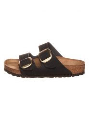 Birkenstock Skórzane klapki "Arizona Big Buckle" w kolorze czarnym rozmiar: 40. Czarne klapki Birkenstock, bez wzorów, klasyczne, z otwartym noskiem, bez obcasa, bez zapięcia. Za 506.32 zł.