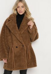 Brązowa Kurtka Futerko Teddy ze Ściągaczami w Talii Enaviana. Brązowe kurtki Born2be, l, bez wzorów, z futra, eleganckie, bez kaptura. W wyprzedaży za 265.99 zł.