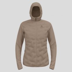 Kurtka hybrydowa damska ODLO Zeroweight Insulator Mid Layer Hoody Full Zip. Brązowe kurtki ODLO, na zimę, bez wzorów, sportowe, bez kaptura. Za 949.99 zł.