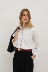 KOSZULA LOTTI BIAŁA M - Flawless. Białe koszule Flawless, m, bez wzorów, z bawełny, biznesowe, bez kołnierzyka, bez ramiączek. Za 369.00 zł.