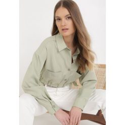 Miętowa Koszula Mirameda. Zielone koszule Born2be, m, bez wzorów, militarne, bez kołnierzyka, bez ramiączek. W wyprzedaży za 55.99 zł.