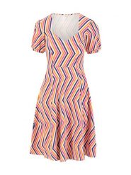 Blutsgeschwister Sukienka "Joyful Heartrainbow" w kolorze granatowo-pomarańczowo-różowym rozmiar: XS. Niebieskie sukienki Blutsgeschwister, xs, bez wzorów, z bawełny, bez kołnierzyka, bez ramiączek, midi. Za 100.99 zł.