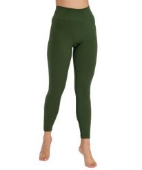 Legginsy damskie z wysokim stanem Brubeck CASUAL. Zielone legginsy Brubeck, bez wzorów, z dzianiny, casualowe. Za 169.00 zł.