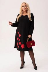 Czarna dresowa sukienka Fiorella - klasyka z nutą kobiecości PLUS SIZE XXL JESIEŃ. Czarne sukienki Moda Size Plus Iwanek, na co dzień, plus size, z aplikacjami, z bawełny, eleganckie, bez kołnierzyka, plus size, bez ramiączek, midi, oversize. Za 289.90 zł.