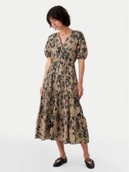 Gap Sukienka codzienna 517740 Khaki Regular Fit. Brązowe sukienki GAP, na co dzień, l, bez wzorów, z bawełny, bez kołnierzyka, bez ramiączek, proste. Za 309.99 zł.