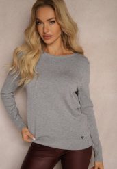 Szary Sweter o Klasycznym Kroju Irilians. Szare swetry Renee, m, bez wzorów, casualowe, bez ramiączek. W wyprzedaży za 39.99 zł.