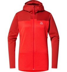 Bluza techniczna damska ROC Flash Mid Hood. Czerwone bluzy z kapturem Haglöfs, m, bez wzorów, z materiału, z kapturem, trekkingowe. Za 472.10 zł.