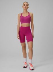 4F Legginsy kolarki treningowe damskie - różowe XS. Czerwone legginsy sportowe 4f, xs, bez wzorów, z podwyższonym stanem. Za 99.99 zł.