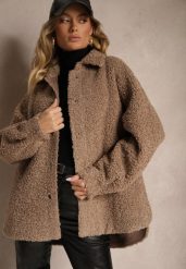 Brązowa Kurtka Futrzana o Koszulowym Kroju Zapinana na Napy Venarissa. Brązowe kurtki Renee, na zimę, l, bez wzorów, z futra, eleganckie, bez kaptura. W wyprzedaży za 236.24 zł.