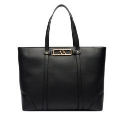 Torebka Armani Exchange. Czarne shopper bag Armani Exchange, bez wzorów, bez dodatków. Za 729.99 zł.