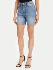 Guess Szorty jeansowe W5GD47 D5B94 Niebieski Regular Fit. Niebieskie szorty Guess, z aplikacjami, z jeansu. Za 459.99 zł.