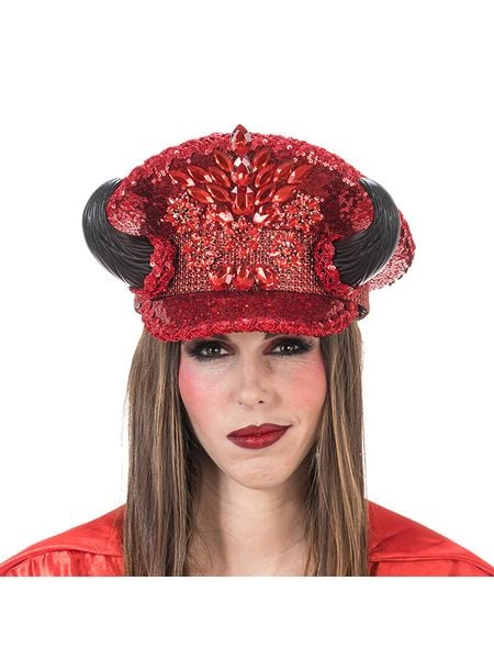 CHAKS Kapelusz kostiumowy "Red Devil" w kolorze czerwonym rozmiar: onesize. Czerwone kapelusze CHAKS, bez wzorów, z materiału. Za 122.38 zł.