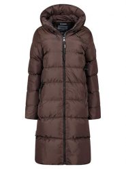 Geographical Norway Płaszcz zimowy "April" w kolorze ciemnobrązowym rozmiar: XL. Brązowe płaszcze Geographical Norway, na zimę, xl, bez wzorów, z puchu, bez kaptura. Za 222.94 zł.