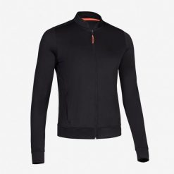 Bluza do biegania damska Kiprun Run 100 Dry. Czarne bluzy KALENJI, na zimę, l, bez wzorów, z materiału, klasyczne, bez ramiączek, bez kaptura. Za 89.99 zł.