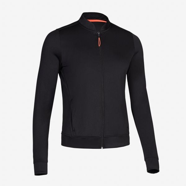 Bluza do biegania damska Kiprun Run 100 Dry. Czarne bluzy KALENJI, na zimę, l, bez wzorów, z materiału, bez kaptura, do biegania. Za 89.99 zł.