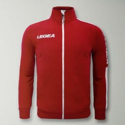 Kurtka California Junior do biegania Czerwono-Biała. Białe kurtki do biegania LEGEA, bez wzorów, z poliesteru, z kapturem, do biegania. Za 64.00 zł.