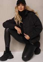Czarna Pikowana Kurtka z Odpinanym Kapturem Miarisa. Czarne kurtki Renee, l, z aplikacjami, z jeansu, eleganckie. W wyprzedaży za 108.49 zł.