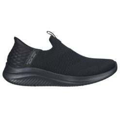 Buty Skechers Slip-Ins Ultra Flex 3.0 - Cozy Streak 149708-BBK czarne. Czarne buty treningowe bez wzorów, z dzianiny, bez zapięcia, trekkingowe. Za 613.11 zł.