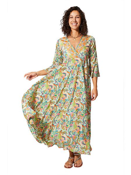 Aller Simplement Sukienka w kolorze jasnozielono-pomarańczowym rozmiar: 38/40. Pomarańczowe sukienki Aller Simplement, bez wzorów, klasyczne, bez kołnierzyka, bez ramiączek, maxi. Za 88.02 zł.