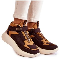 Damskie Buty Sportowe Memory Foam System Big Star KK274404 Brązowe. Brązowe buty treningowe bez wzorów, ze skóry, bez zapięcia. Za 330.75 zł.