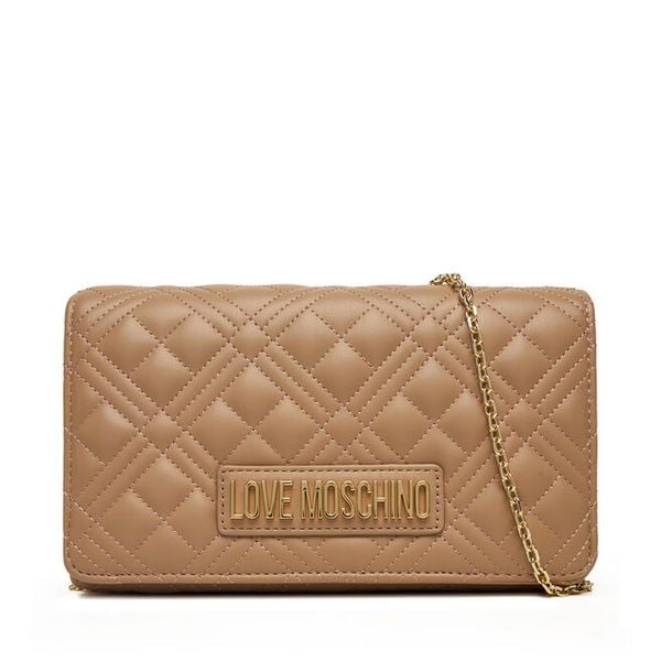 Torebka LOVE MOSCHINO. Brązowe kopertówki Love Moschino, bez wzorów, wizytowe, bez dodatków. Za 449.99 zł.