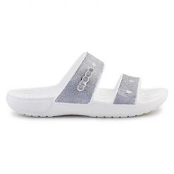 Klapki damskie Crocs Classic. Białe klapki Crocs, bez wzorów, z materiału, bez obcasa, bez zapięcia. Za 243.00 zł.